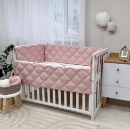 Protectie laterala pentru patut bebe din 4 piese, roz pudra (1)